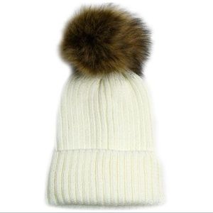 STOCKING STUFFER Beanie Hat w/Fur Pom